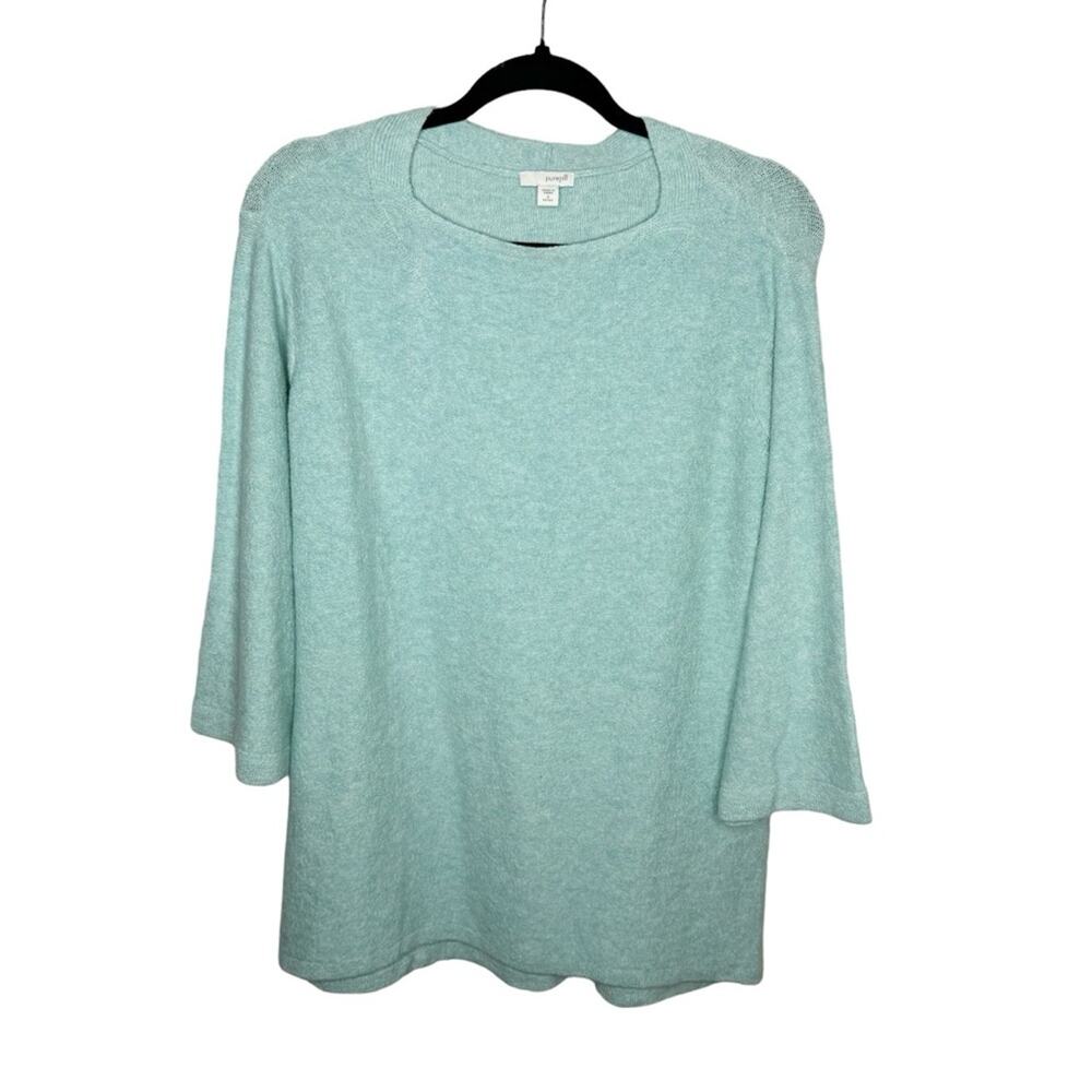 J. JILL / teal blue plush knit oversized tunic sweater top / small PETITE